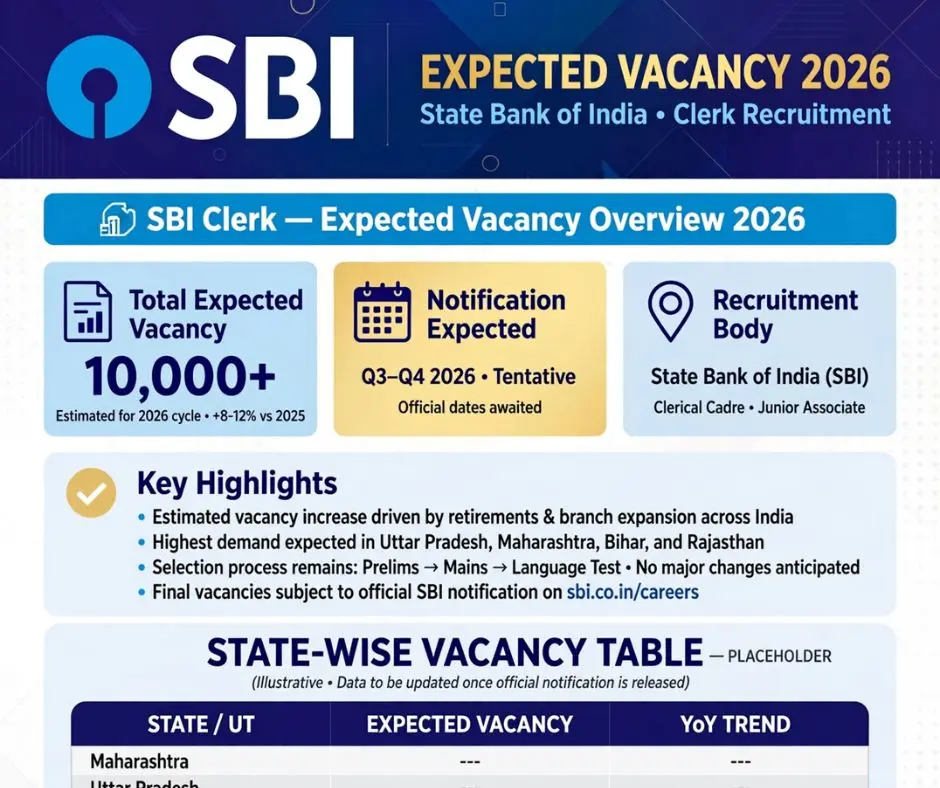 SBI Clerk 2026 Expected Vacancy